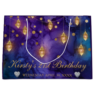 Purple & Blue Lantern Glow Birthday Large Gift Bag