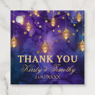 Purple & Blue Lantern Glow Wedding Favour Tags