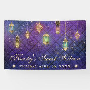 Purple & Blue Lantern Sweet Sixteen Banner