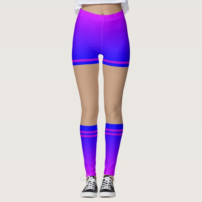 Purple Blue Leggings Faux Shorts Socks Your Colour (Front)