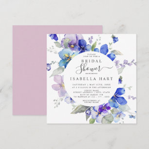 Purple Blue Lilac Spring Floral Bridal Shower Invitation
