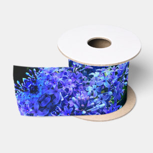 Purple-blue lilacs purple floral photo satin ribbon