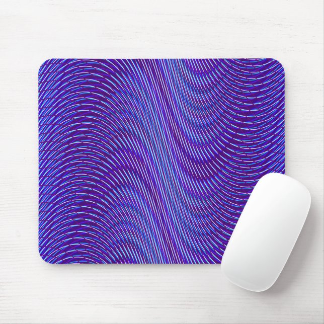 Purple & Blue Lines - Psychedelic, Trippy Stripes Mouse Mat (With Mouse)