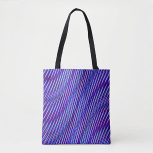 Purple & Blue Lines - Psychedelic, Trippy Stripes Tote Bag