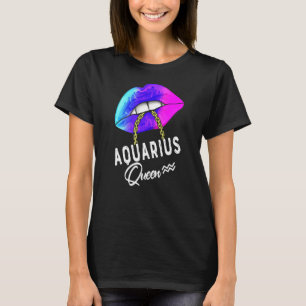 Purple Blue Lips Zodiac Libra Queen January Or Feb T-Shirt