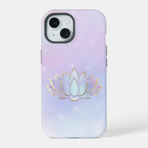 purple blue lotus flower design iPhone 15 case