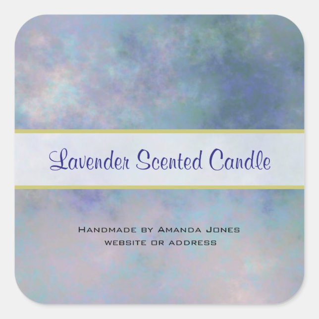 Purple Blue Misty Watercolor Candle Label (Front)