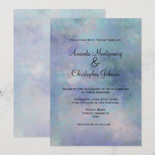 Purple Blue Misty Watercolor Wedding Invitation