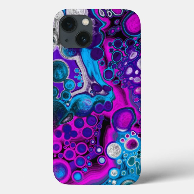 Purple, Blue Modern Abstract Fluid Art Marble Cell Case-Mate iPhone Case (Back)