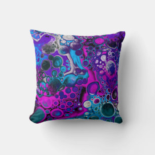 Purple, Blue Modern Abstract Fluid Art Marble Cell Cushion