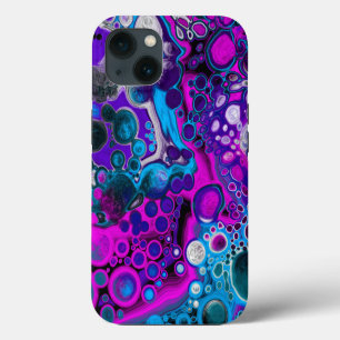 Purple, Blue Modern Abstract Fluid Art Marble Cell iPhone 13 Case