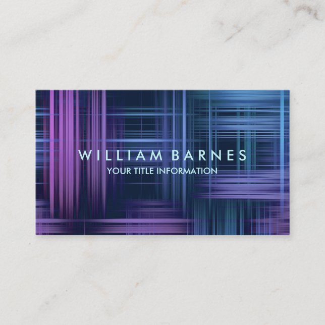 Purple Blue Modern Plaid Business Card (Front)