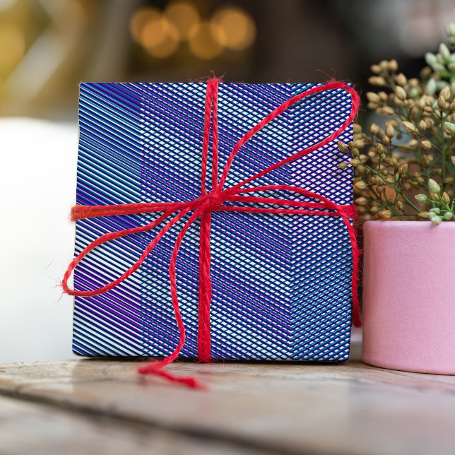 Purple & Blue Moiré Stripes Modern Abstract Cool  Wrapping Paper (Creator Uploaded)