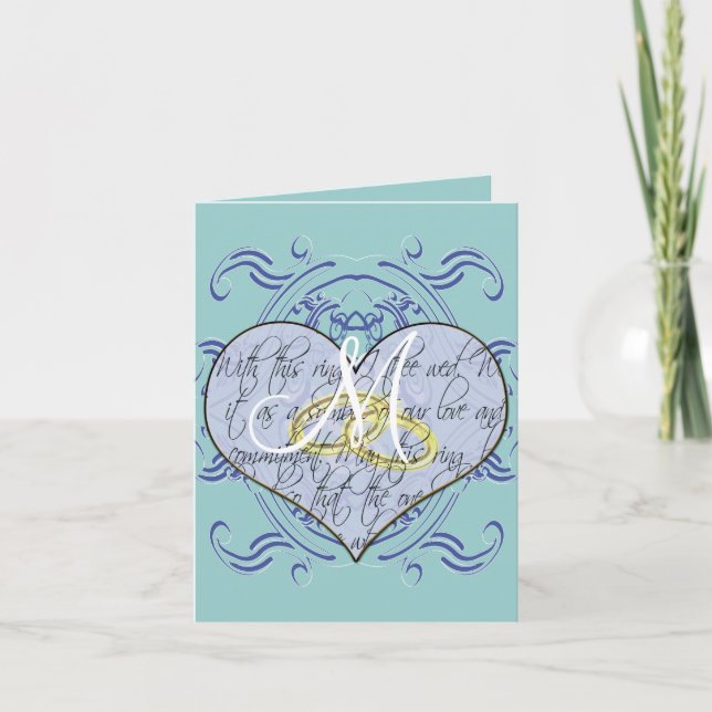 Purple Blue Monogram Wedding Vow Heart Thank You (Front)