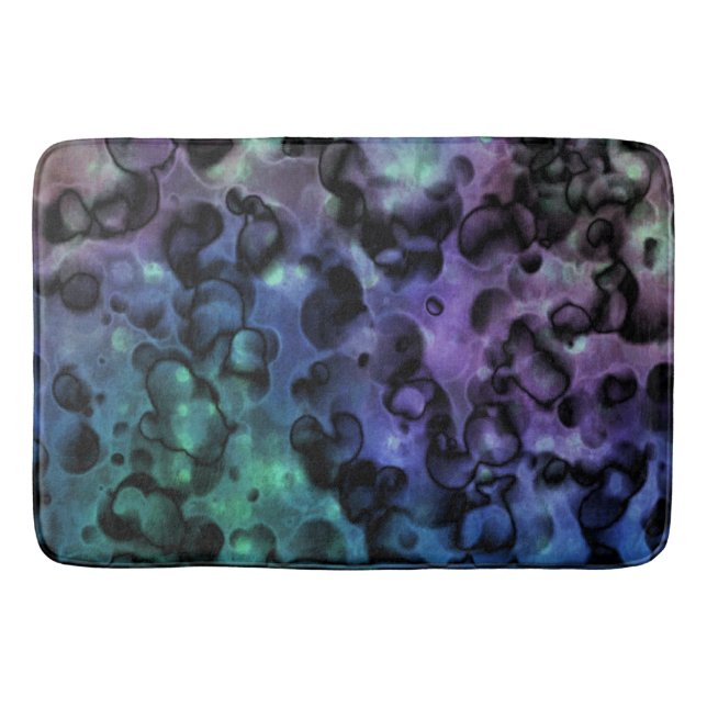 Purple Blue N Teal Abstract Bubbles Bath Mat (Front)