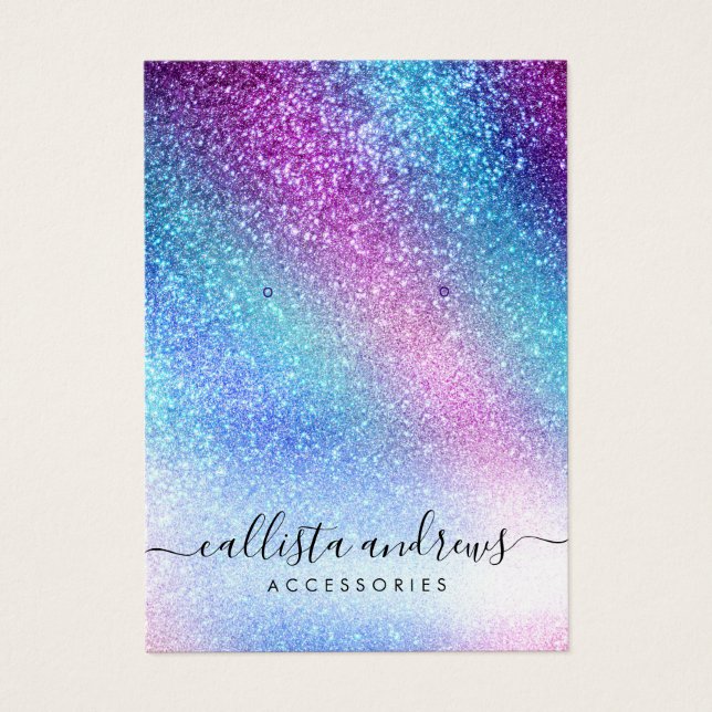 Purple Blue Nebula Galaxy Glitter Earring Display (Front)