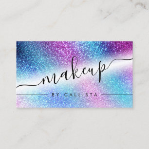 Purple Blue Nebula Galaxy Glitter Makeup Business Card