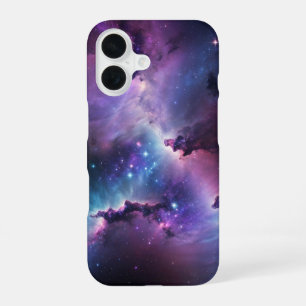 Purple-Blue Nebula with Stars iPhone 16 Case