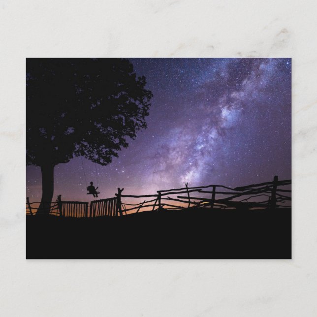 Purple Blue Night Sky Space Universe Postcard (Front)
