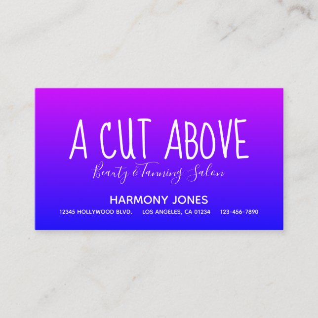 Purple Blue Ombre Beauty Salon Appointment Card (Front)