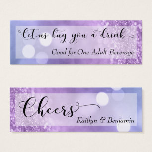 Purple Blue Ombre Glitter Bokeh Mini Drink Ticket