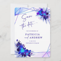 Purple Blue Orchid Wedding Save the Date