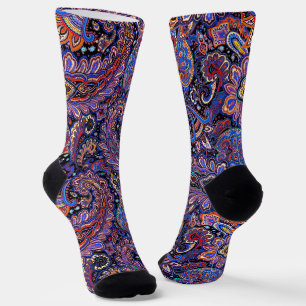 Purple-Blue Paisley Pattern Socks