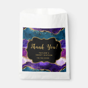 Purple Blue Peacock Agate Sweet Sixteen Thank You Favour Bags