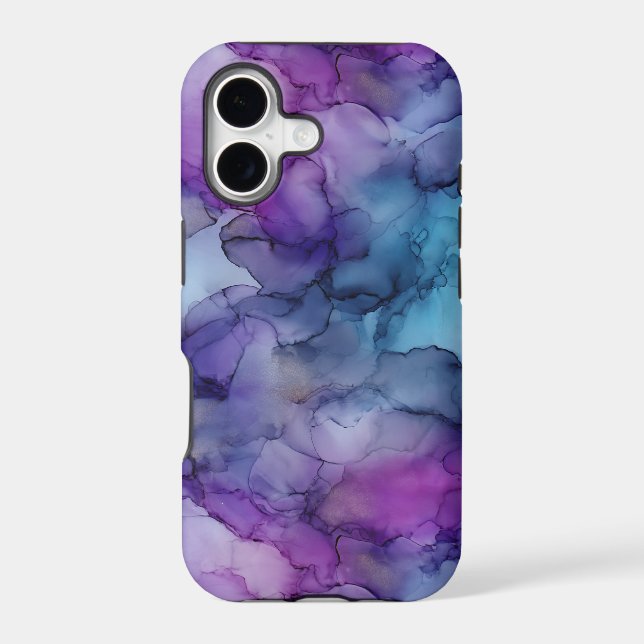 Purple Blue Peacock Alcohol Ink Marble (Back)