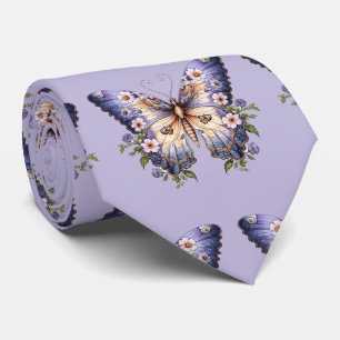 Purple Blue Periwinkle Butterflies Neck TIe