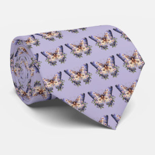 Purple Blue Periwinkle Butterflies Neck TIe