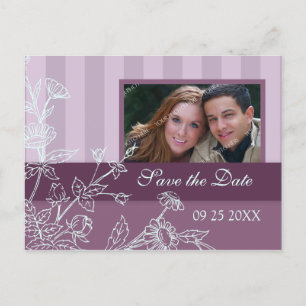 Purple Blue Photo Save the Date Wedding Postcards
