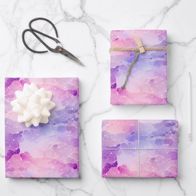 Purple, Blue & Pink Abstract Wrapping Paper Sheet (Front)