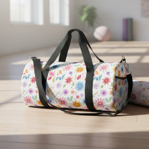 Purple Blue Pink Boho Wildflower Yoga Mat Duffle Bag
