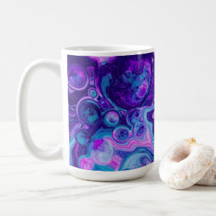 Purple, Blue, Pink Bokeh Marble Fluid Art   Coffee Mug