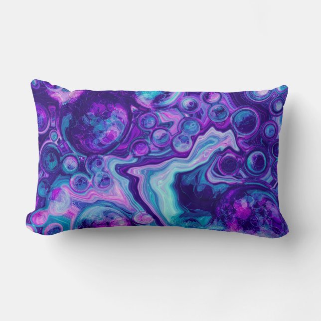 Purple, Blue, Pink Bokeh Marble Fluid Art   Lumbar Cushion (Front)