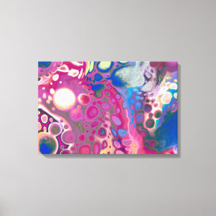 Purple, Blue, Pink Digital Pour Painting Fluid Art Canvas Print