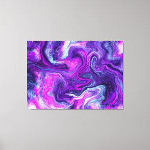 Purple, Blue, Pink Fluid Art   Canvas Print