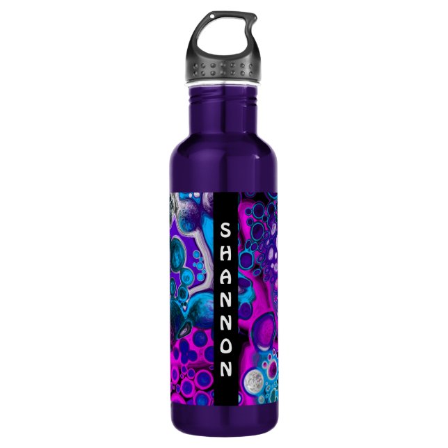 Purple, Blue, Pink Fluid Art Marble Personalised   710 Ml Water Bottle (Front)