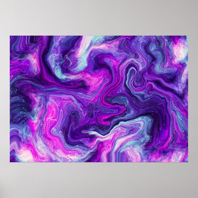 Purple, Blue, Pink Fluid Art  Poster (Front)