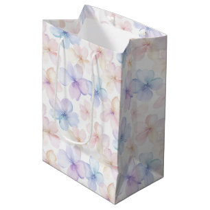 Purple Blue Pink Girly Flowers Birthday Medium Gift Bag
