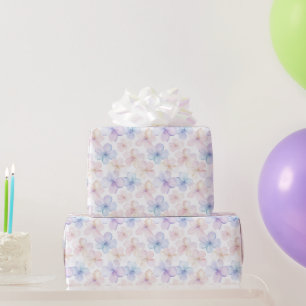 Purple Blue Pink Girly Flowers Birthday Wrapping Paper
