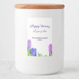 Purple Blue Pink Happy Norooz Hyacinth Flowers Food Label