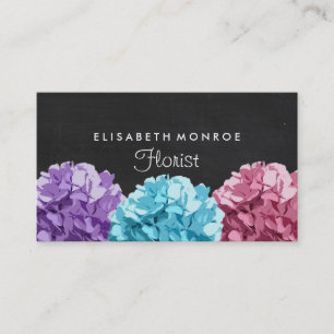 Purple, Blue & Pink Hydrangea Chalkboard Floristry Business Card