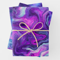 Purple, Blue, Pink Marble Fluid Art Birthday