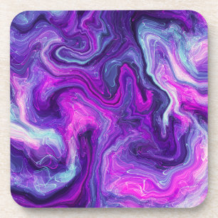 Purple, Blue, Pink Marble Fluid Art Coaster