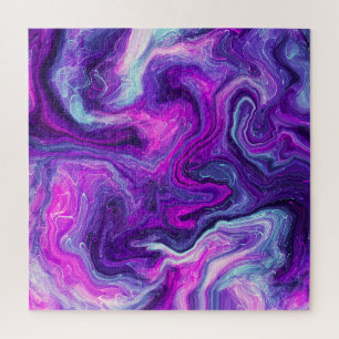 Purple, Blue, Pink Marble Fluid Art   Jigsaw Puzzle