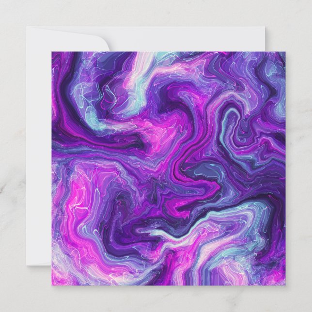 Purple, Blue, Pink Marble Fluid Art Miss You (Front)