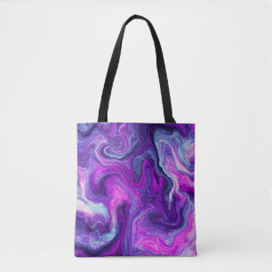 Purple, Blue, Pink Marble Fluid Art Tote Bag