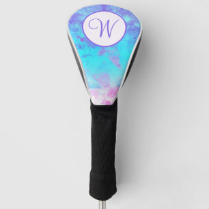 Purple Blue Pink Paint Splash Monogram Golf Head Cover